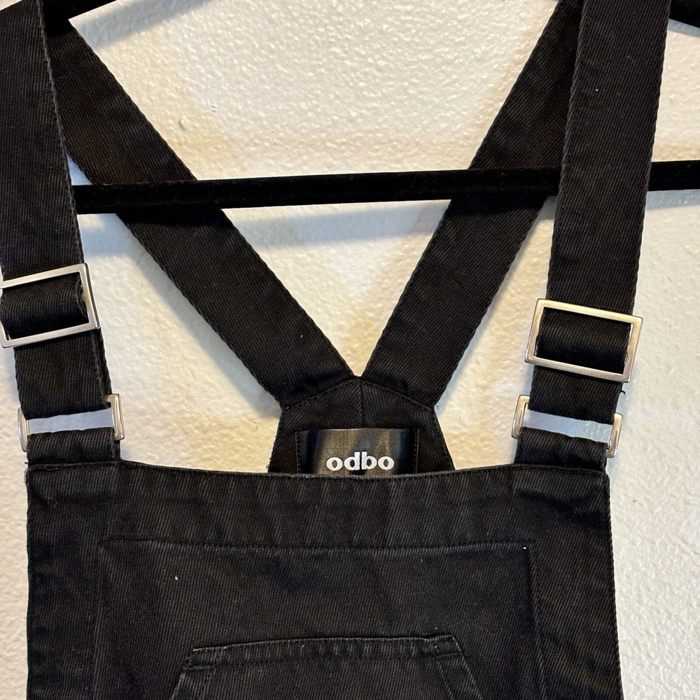 ODBO Women's Small Black Denim Skirtall Bib Overall‎ Dark Academia - Picture 3 of 11